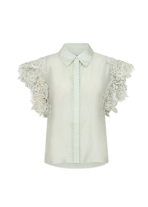 Molly 3D lace skjorte top Green Tint Copenhagen Muse 